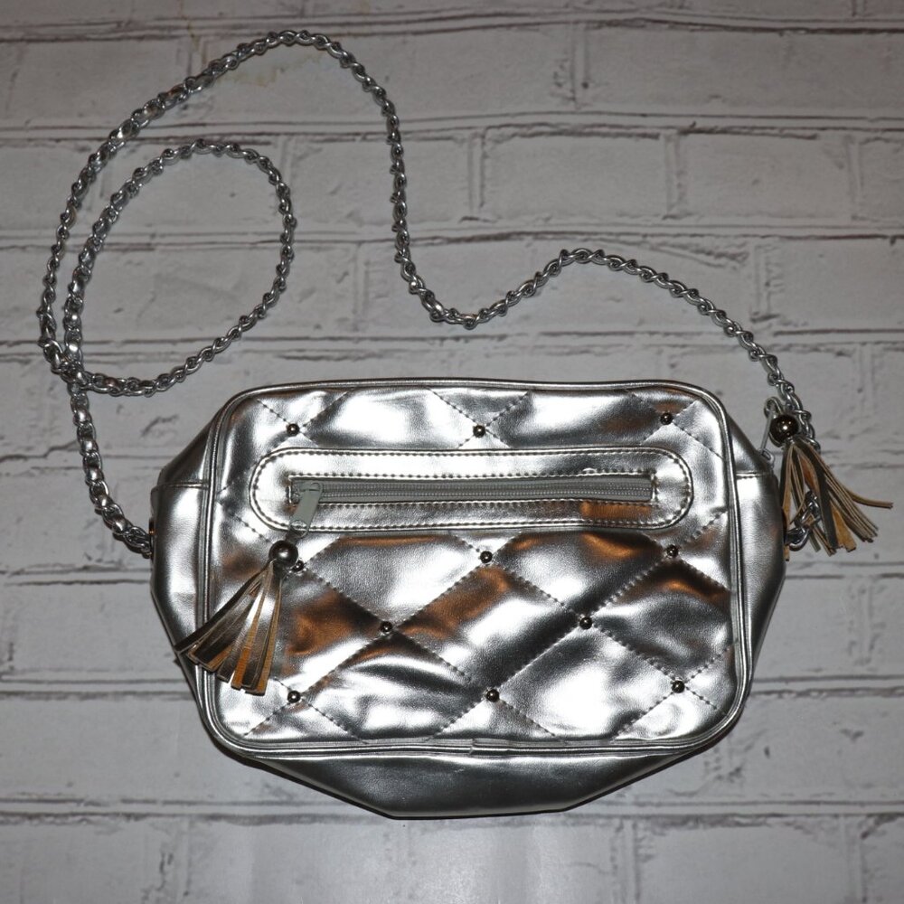 ✨ Y&S Originals Metallic Quilted Chain‑Strap Bag · 7x11"
